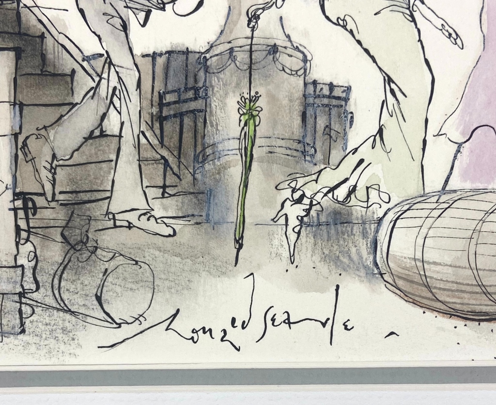 Ronald Searle - Pier Scene Satirical Illustration