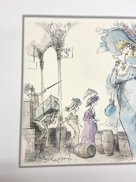 Ronald Searle - Pier Scene Satirical Illustration