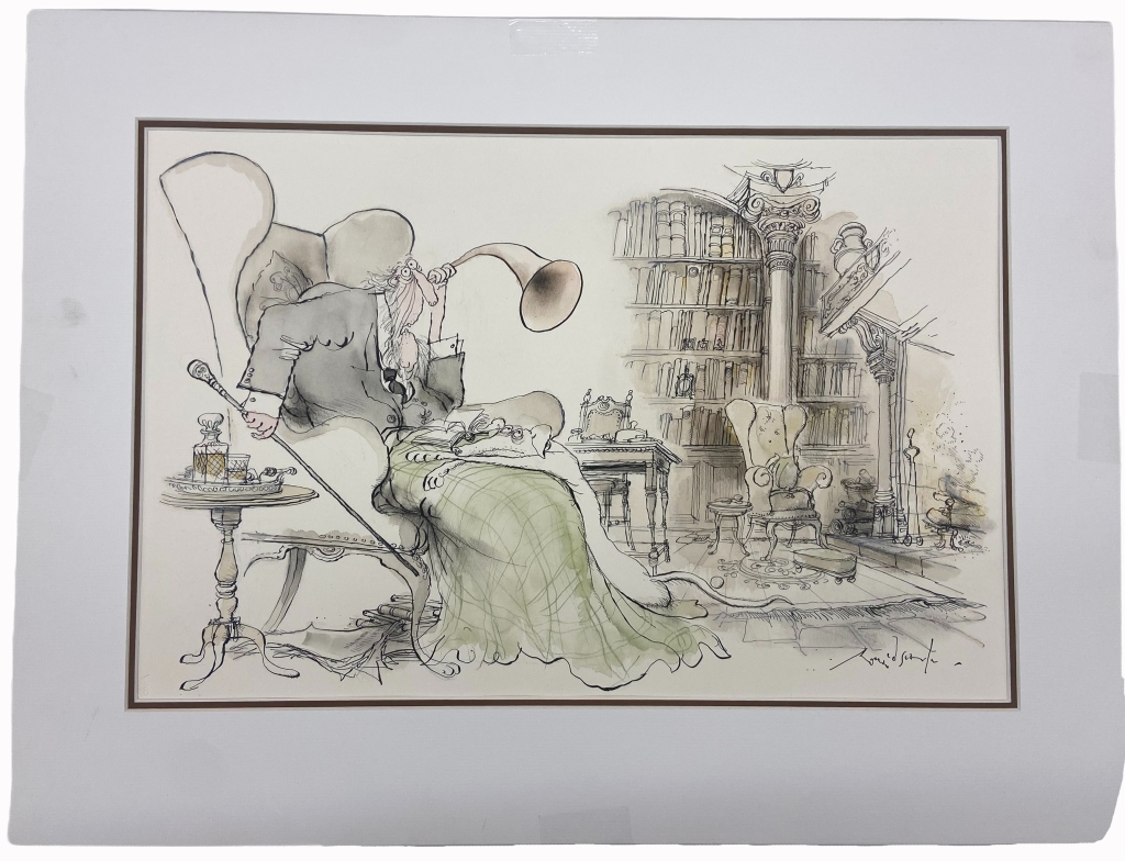 Ronald Searle - Watercolor Satirical Illustration