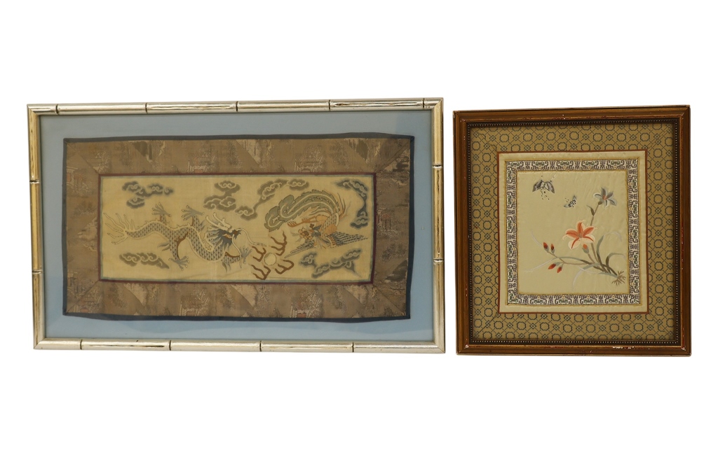Framed Chinese Textile Panels Pairing
