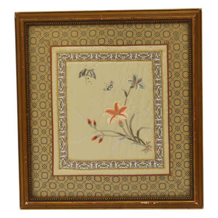 Framed Chinese Textile Panels Pairing