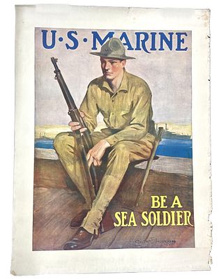 WWI - Be a Sea Soldier - Marine Recruitment Poster. Item/Description: Original World War I 