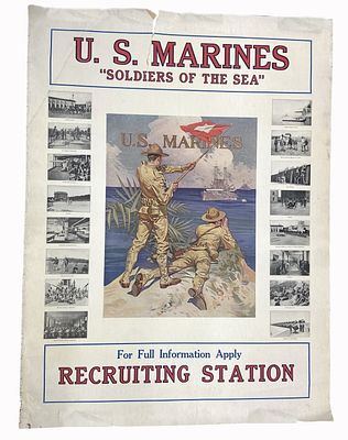 J.C. Leyendecker - WWI Marine Recruitment Poser. Item/Description: Original World War I-era U.S. 