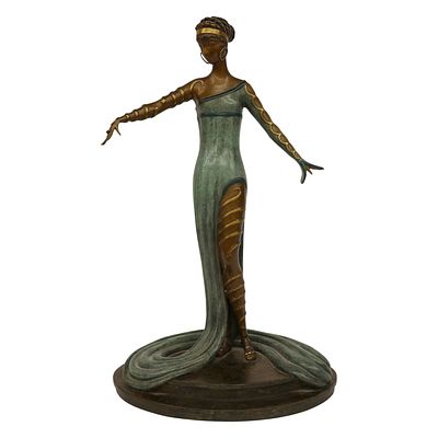 Erte - Art Deco Bronze 'La Merveilleuse'. Item/Description: Cold-painted and patinated bronze 