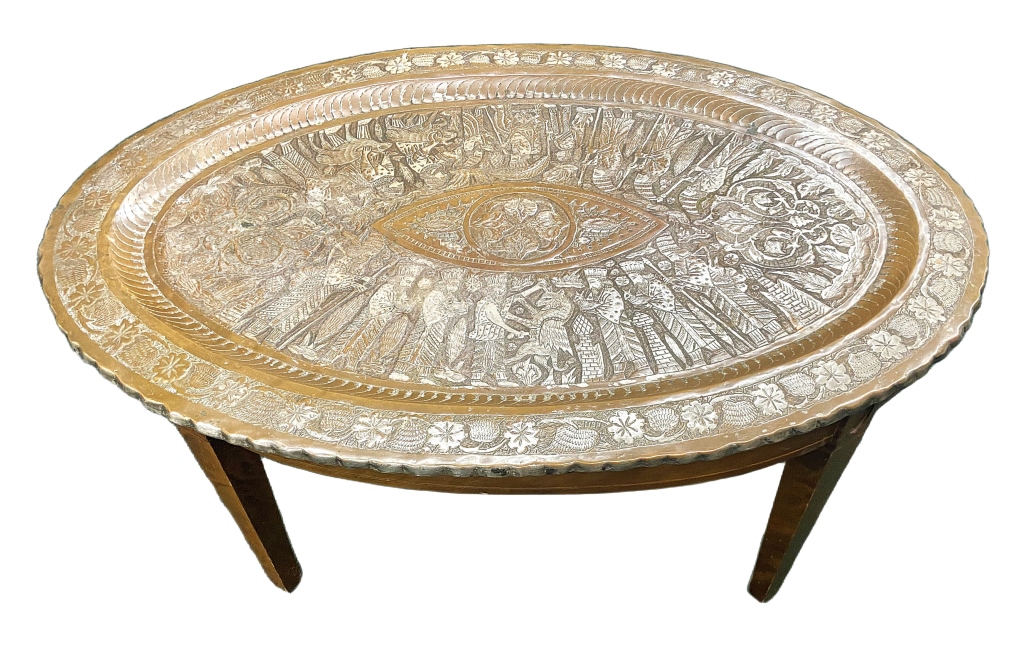 Persian Tinned Copper Tray Table