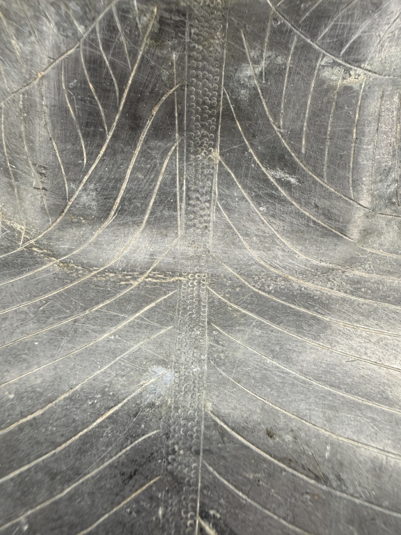 Chinese Qing Pewter & Jade Leaf