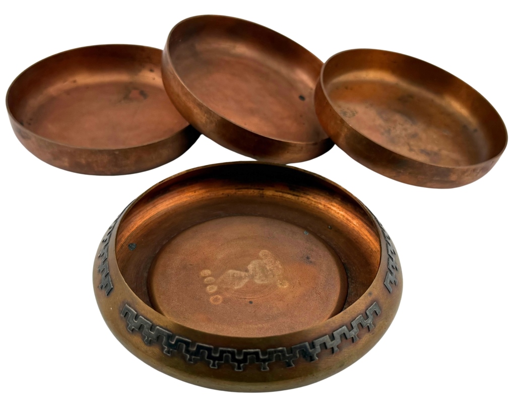 Heintz Sterling on Bronze Nesting Ashtray Set