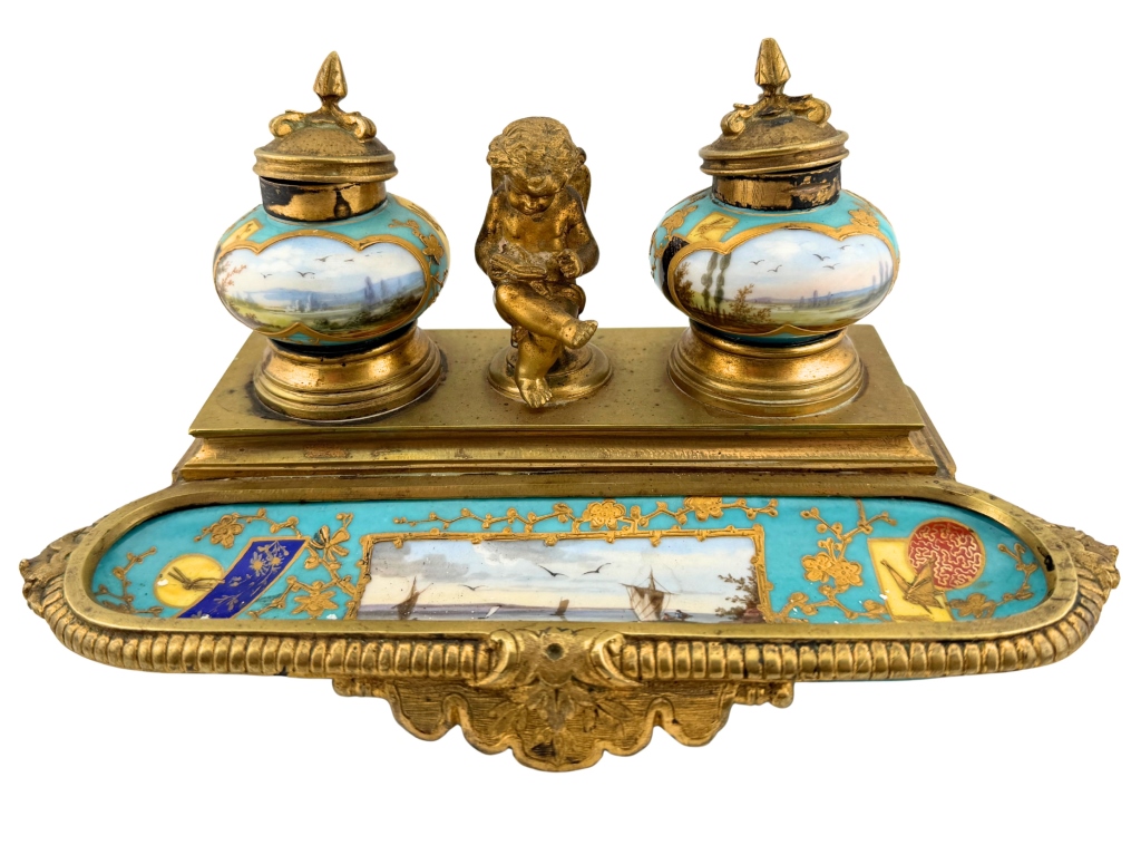 Napoleon III Double Inkwell & Pen Tray