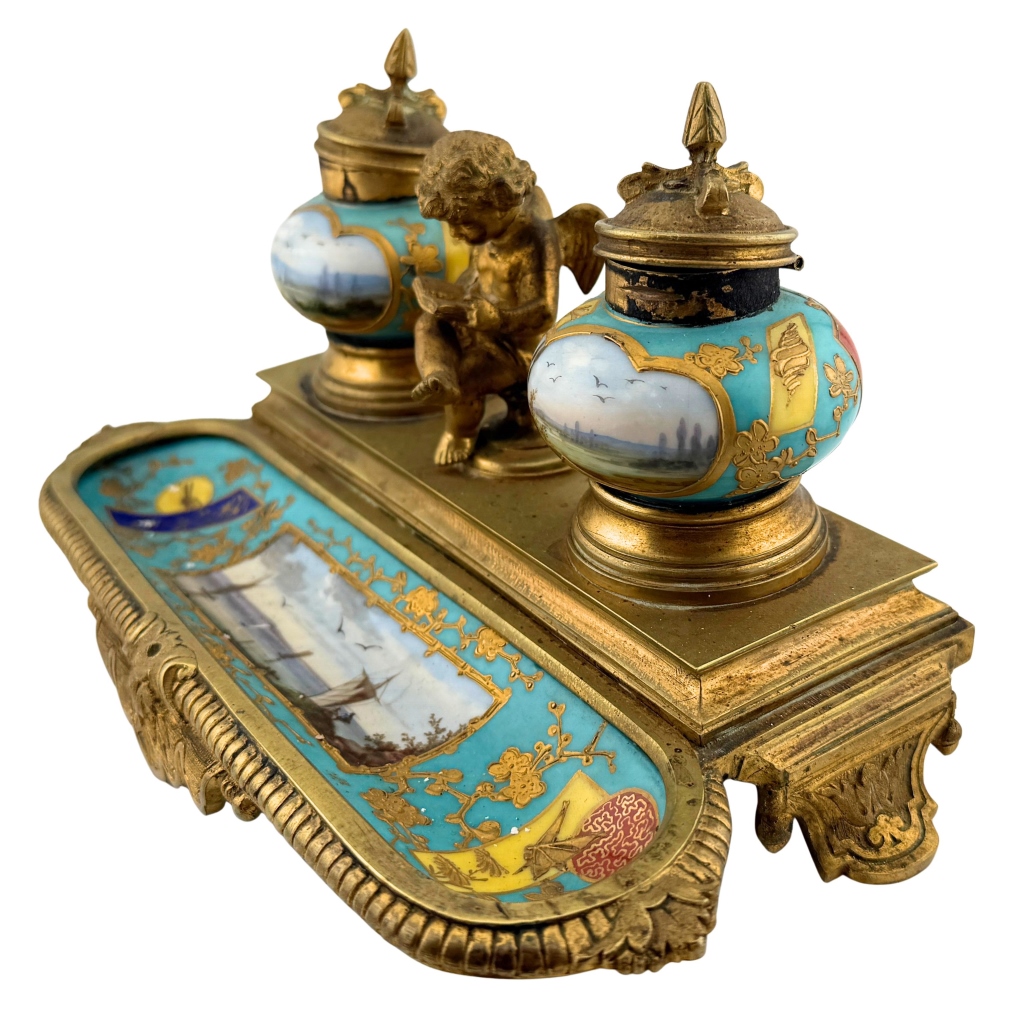 Napoleon III Double Inkwell & Pen Tray