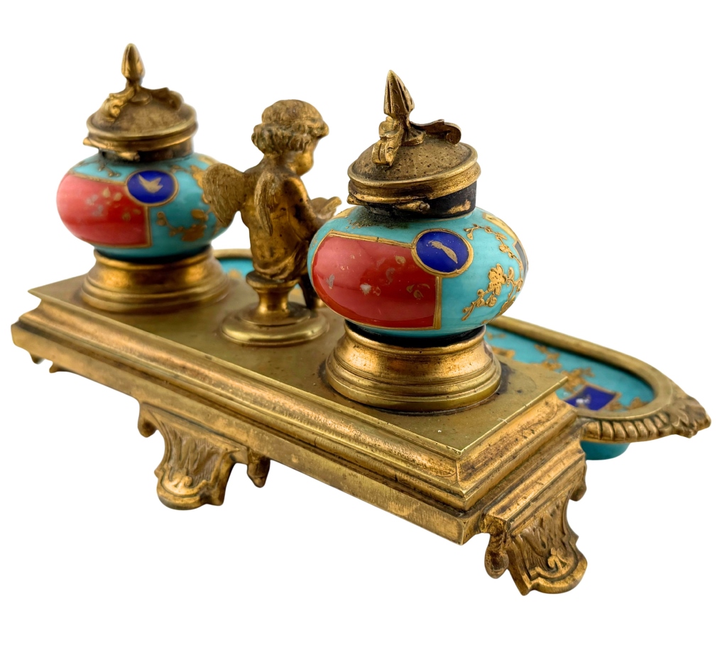 Napoleon III Double Inkwell & Pen Tray