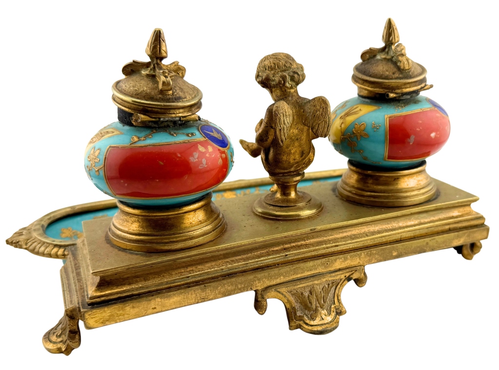 Napoleon III Double Inkwell & Pen Tray