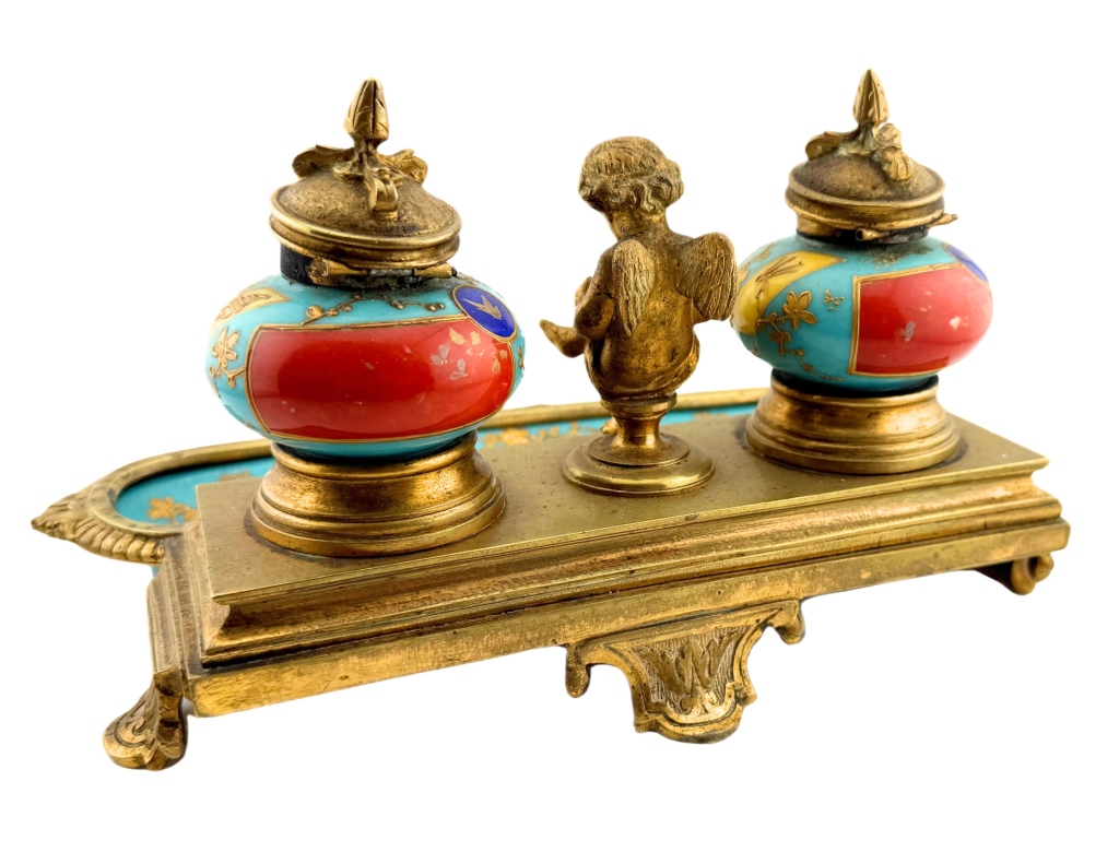 Napoleon III Double Inkwell & Pen Tray