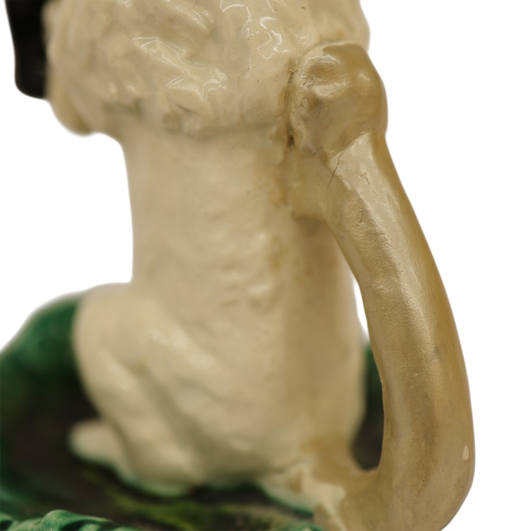 Sarreguemine Majolica Chamberstick - Dog with Hat
