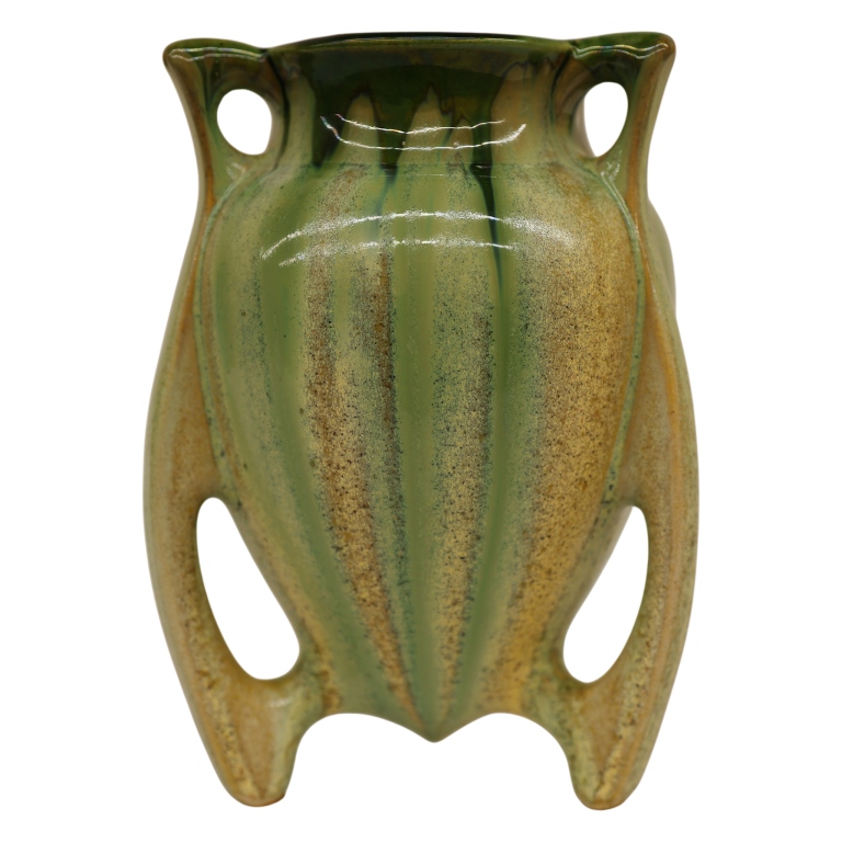 Thulin, Belgium Drip Glaze Tripod Vase