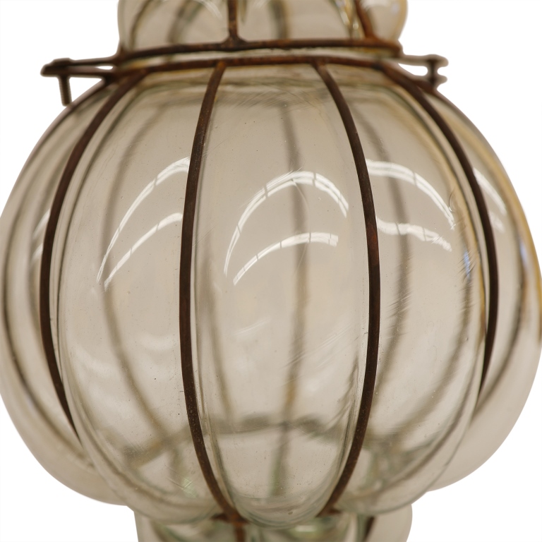 Set of Two Bubble Glass Cage Lanterns