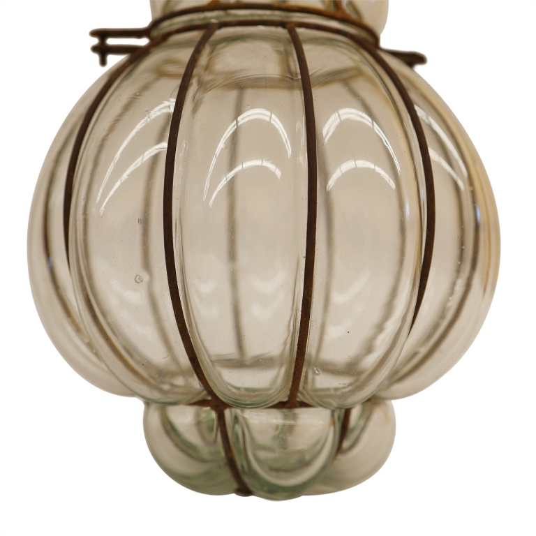 Set of Two Bubble Glass Cage Lanterns