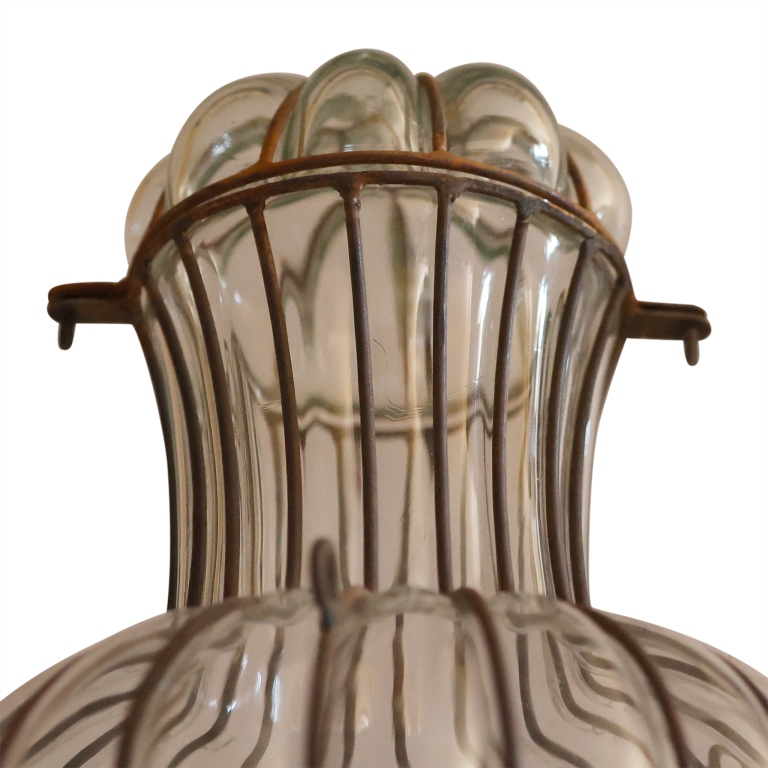 Pair of Venetian Caged Glass Onion Lanterns