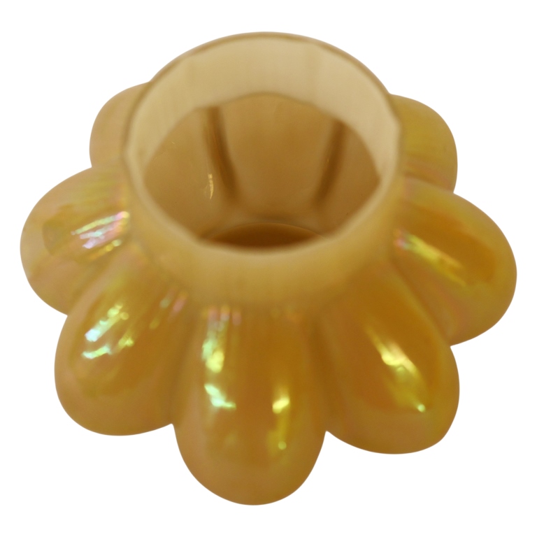 Loetz Iridescent Art Glass Flower Frog Vase
