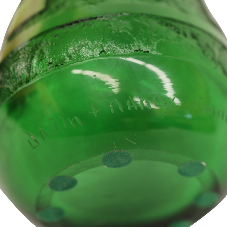 Daum Nancy 14" Green Art Glass Vase