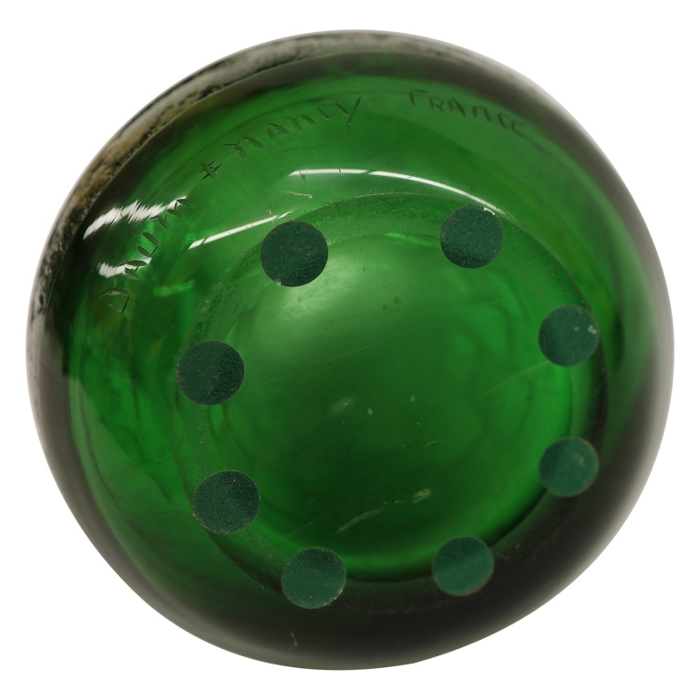 Daum Nancy 14" Green Art Glass Vase