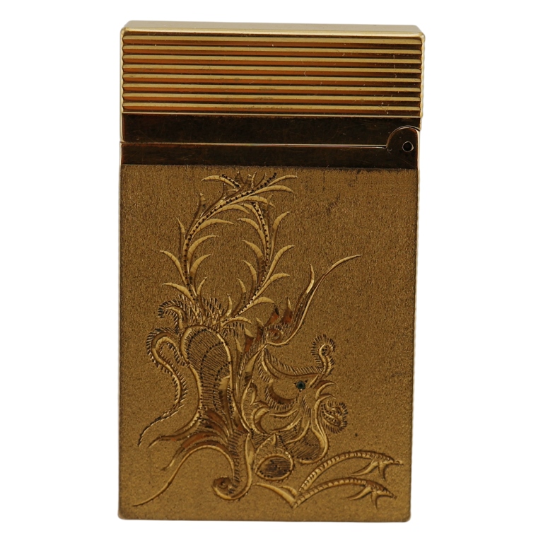 S. T. Dupont Paris Gold Plated Jeweled Lighter