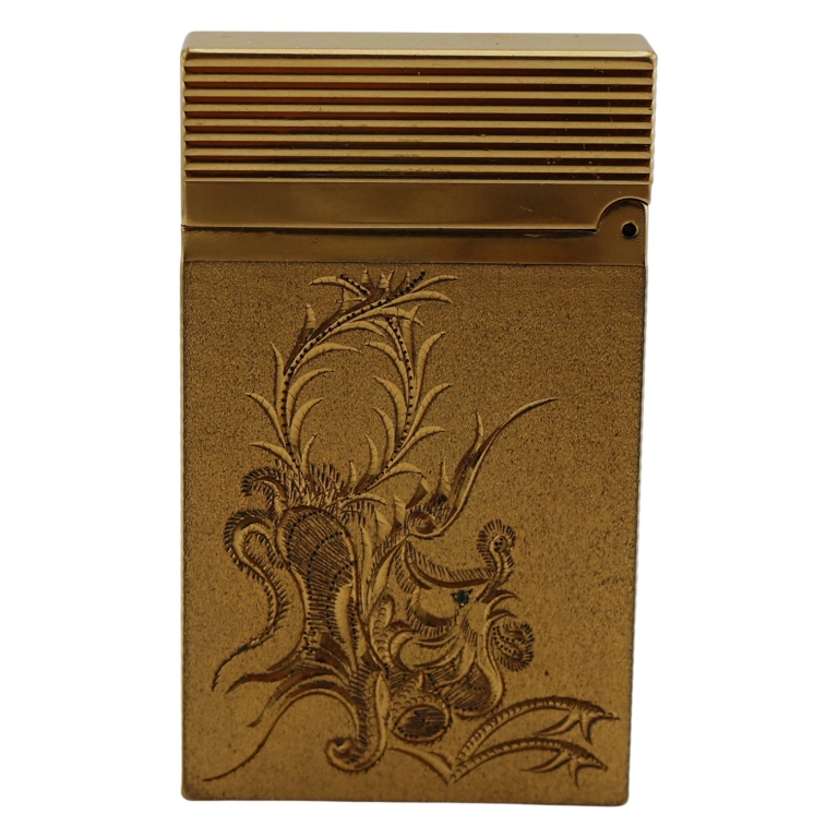 S. T. Dupont Paris Gold Plated Jeweled Lighter