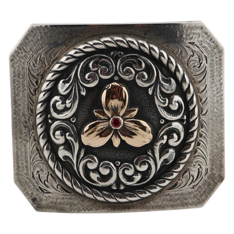 Edward Bohlin Sterling 10K Ruby Shield Belt Buckle
