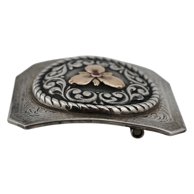Edward Bohlin Sterling 10K Ruby Shield Belt Buckle