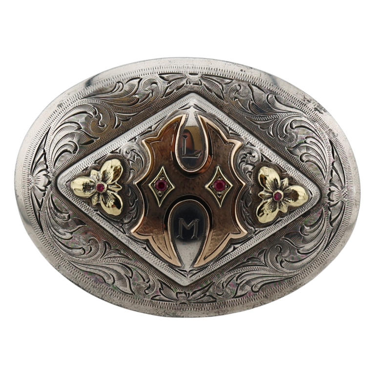 Edward Bohlin Sterling 18K 10K Oval Belt Buckle