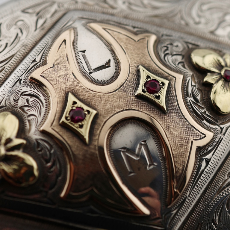 Edward Bohlin Sterling 18K 10K Oval Belt Buckle