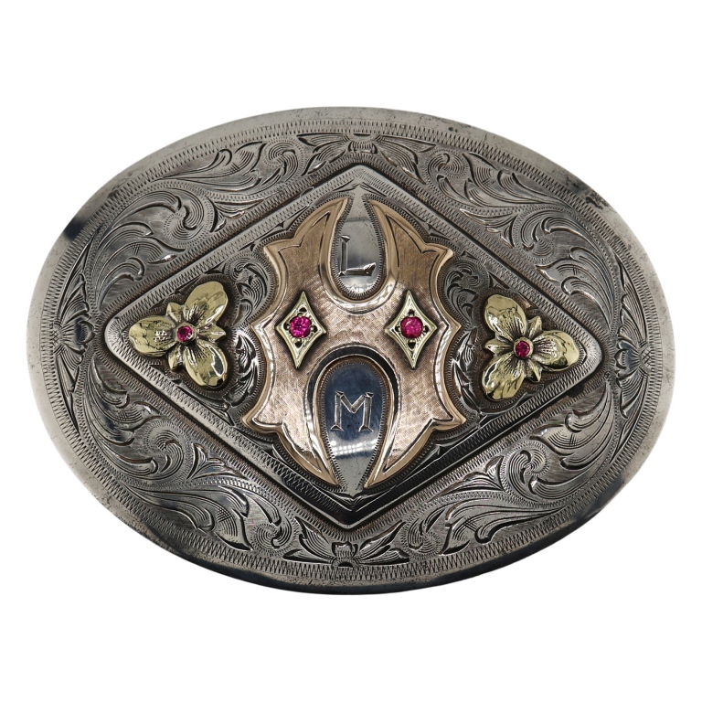 Edward Bohlin Sterling 18K 10K Oval Belt Buckle