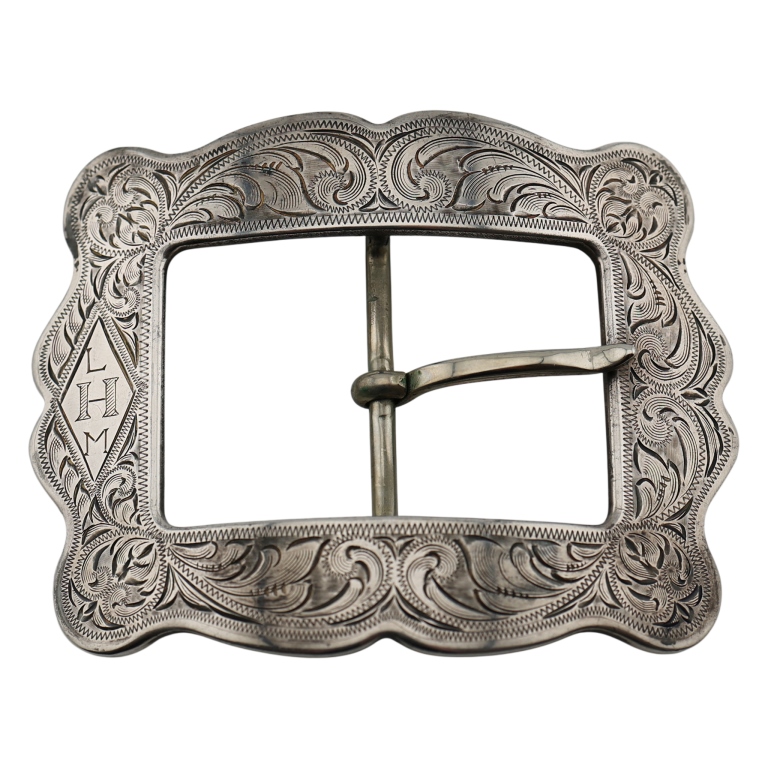Edward Bohlin Sterling Hand Chased Belt Buckle