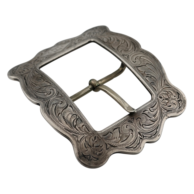 Edward Bohlin Sterling Hand Chased Belt Buckle