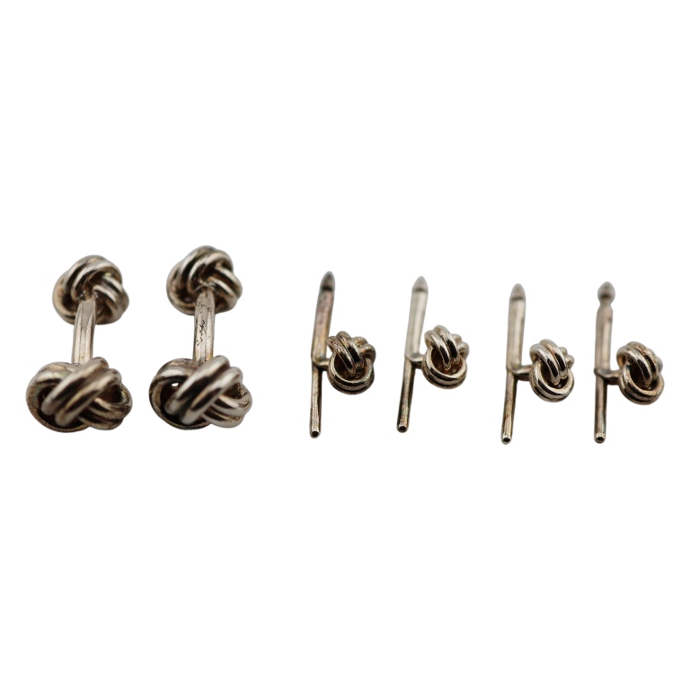 Tiffany & Co. Sterling Tuxedo Cufflink Stud Set