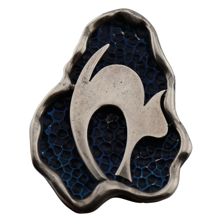 Coro Mid Century Sterling Enamel Scared Cat Brooch
