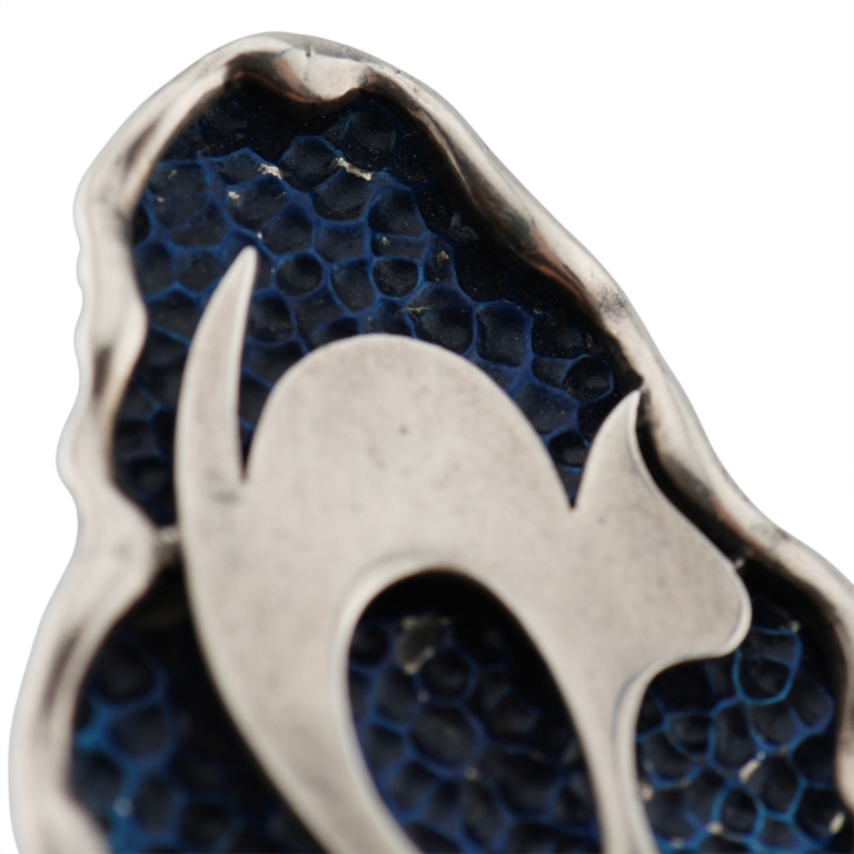 Coro Mid Century Sterling Enamel Scared Cat Brooch