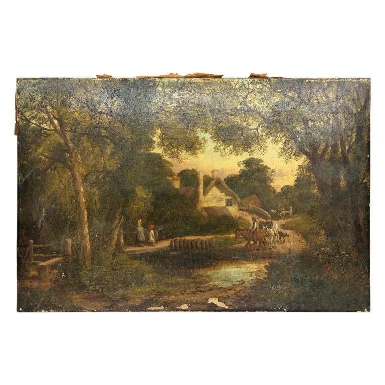 Antique British School Landscape Oil Painting