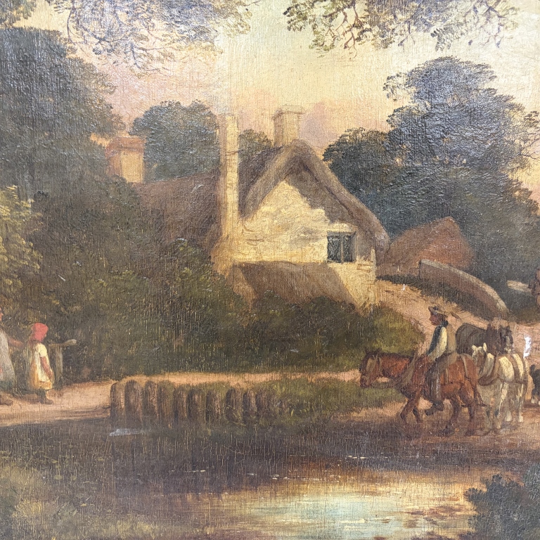 Antique British School Landscape Oil Painting