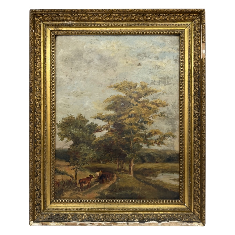 19th C Pastoral Landscape Oil Painting