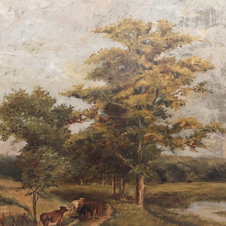 19th C Pastoral Landscape Oil Painting