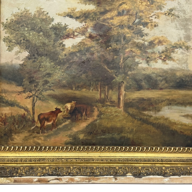 19th C Pastoral Landscape Oil Painting
