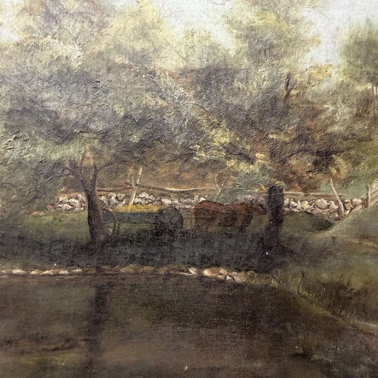 Signed 19th C Pastoral Landscape Oil Painting