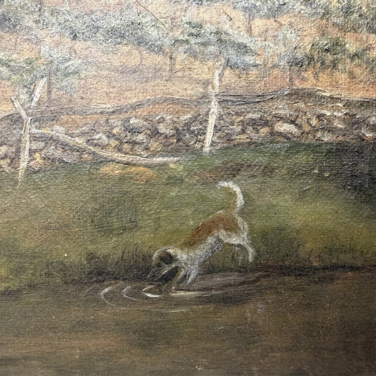 Signed 19th C Pastoral Landscape Oil Painting