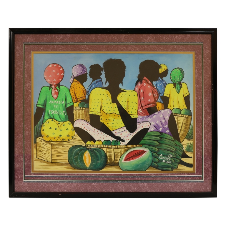 Jamaican Market Scene - Folk Art Painting