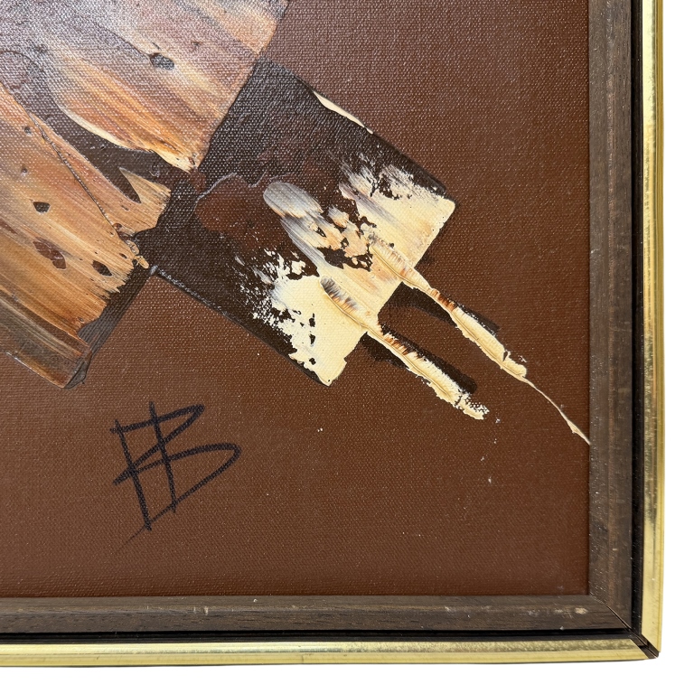 Abstract Expressionist Oil Painting, Signed HB