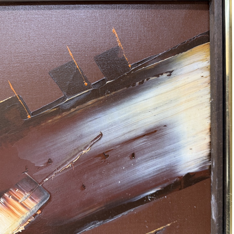 Abstract Expressionist Oil Painting, Signed HB