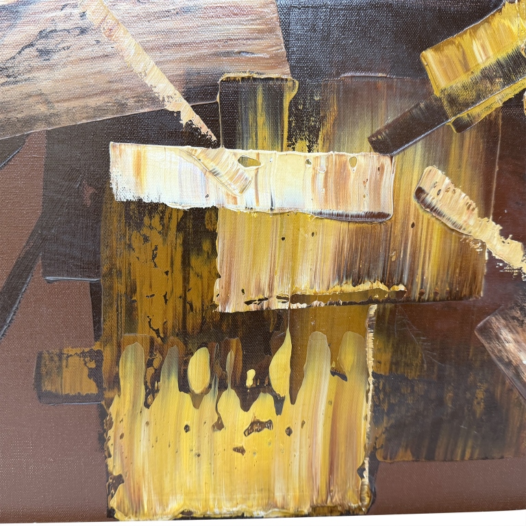 Abstract Expressionist Oil Painting, Signed HB