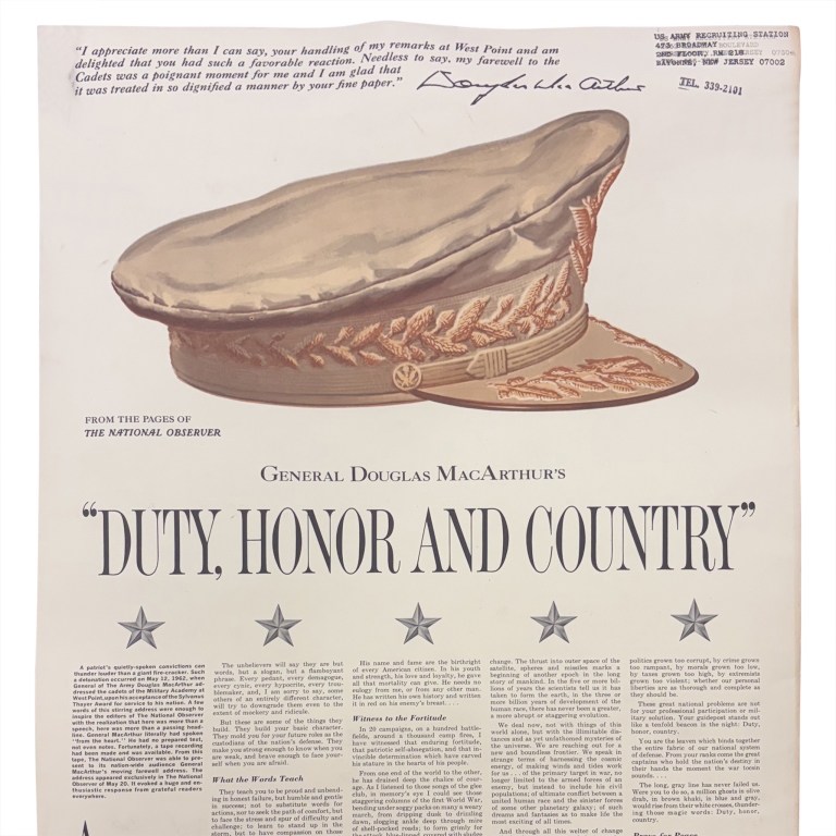 General MacArthur Speech US Army Recruiting Poster