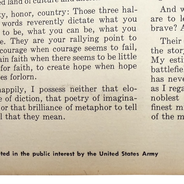 General MacArthur Speech US Army Recruiting Poster