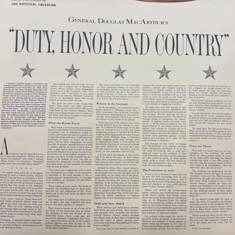 General MacArthur Speech US Army Recruiting Poster